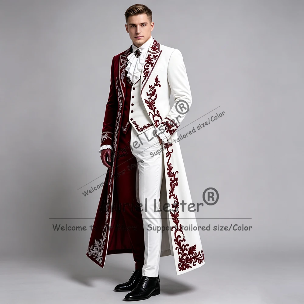 Luxury Men's Suit Sparkly Crystals Beading Embroidered Tuxedo Customized 3 Piece Sets Patchwork Groom Wear Wedding Prom Blazer