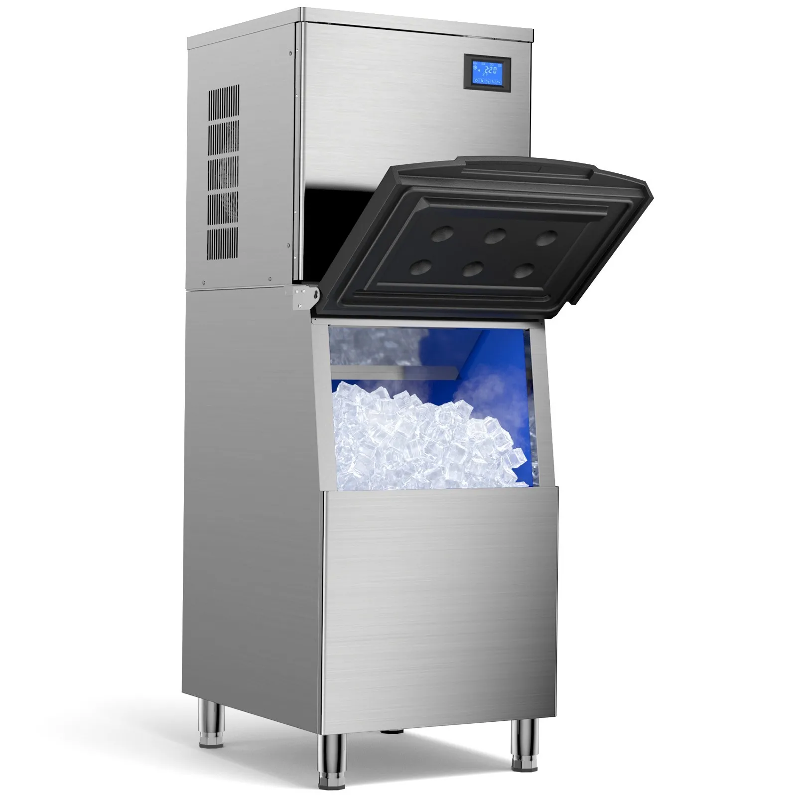 

Commercial Ice Maker Machine 580lbs/24h Large Capacity 360lbs, 156pcs Ice Cubes