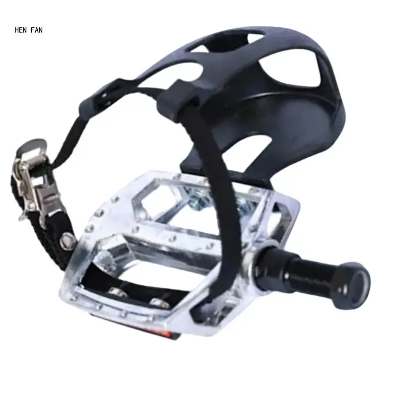 Pédales vélo avec pince d'orteil sangles, pour cyclisme en plein air vélo stationnaire d'intérieur M89D