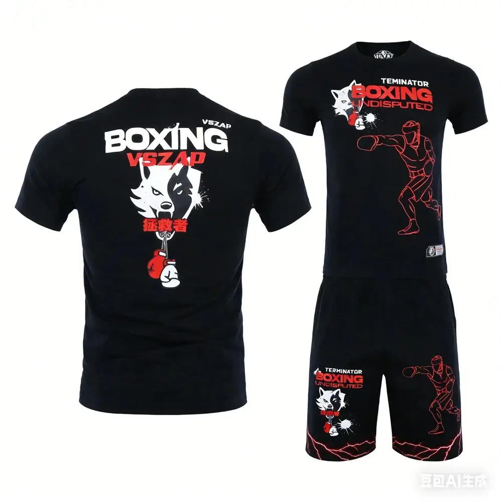 

Summer Boxing T-shirt and Pants Two-piece Set Muay Thai T-shirt Set Training Muay Thai T-shirt Y2k Sport Suit New Muay Thai Set