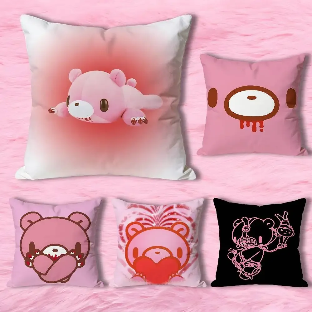

Kawaii G-Gloomys Pink Bear Pillow Cases for Bedroom Living Room Sofa Home Decor Polyester Cushion Cover with Zipper