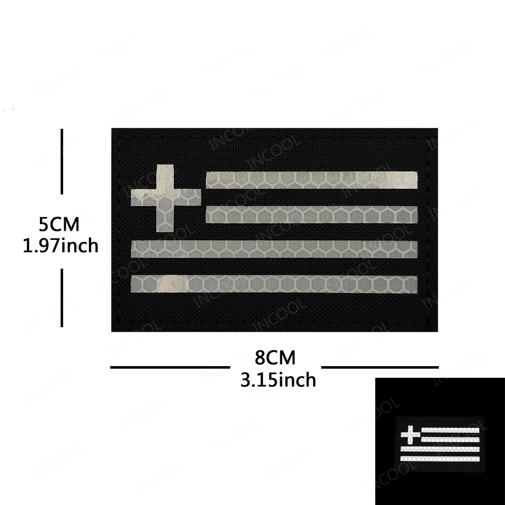 Embroidery Greece Flag Patches Hellenic PVC Rubber IR Reflective Greek Appliqued Patch Decorative Badges For Clothing Bag Jacket