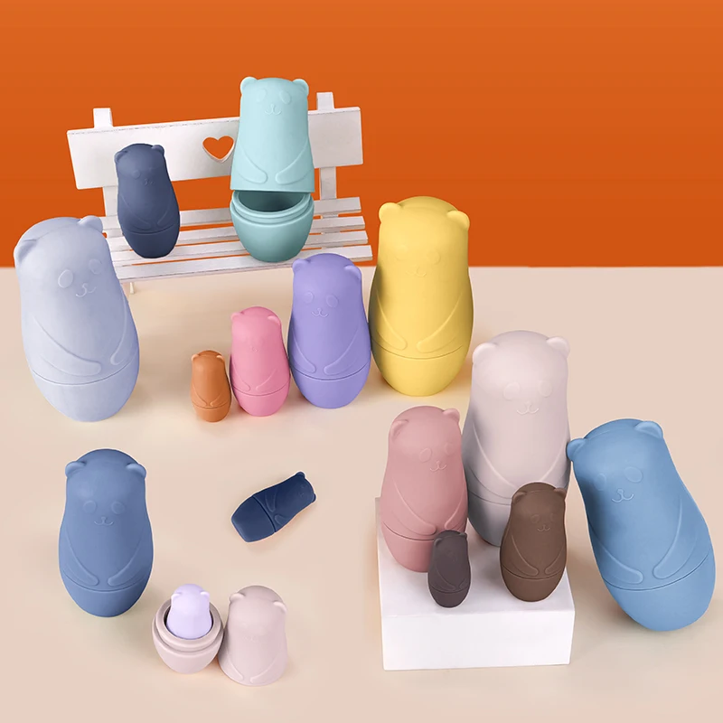 Siliconen Matryoshka Stapelen Speelgoed Russische Nesting Dolls Baby voor Kinderen Siliconen Stapelblokken Pop Binnen Pop Speelgoed Interact
