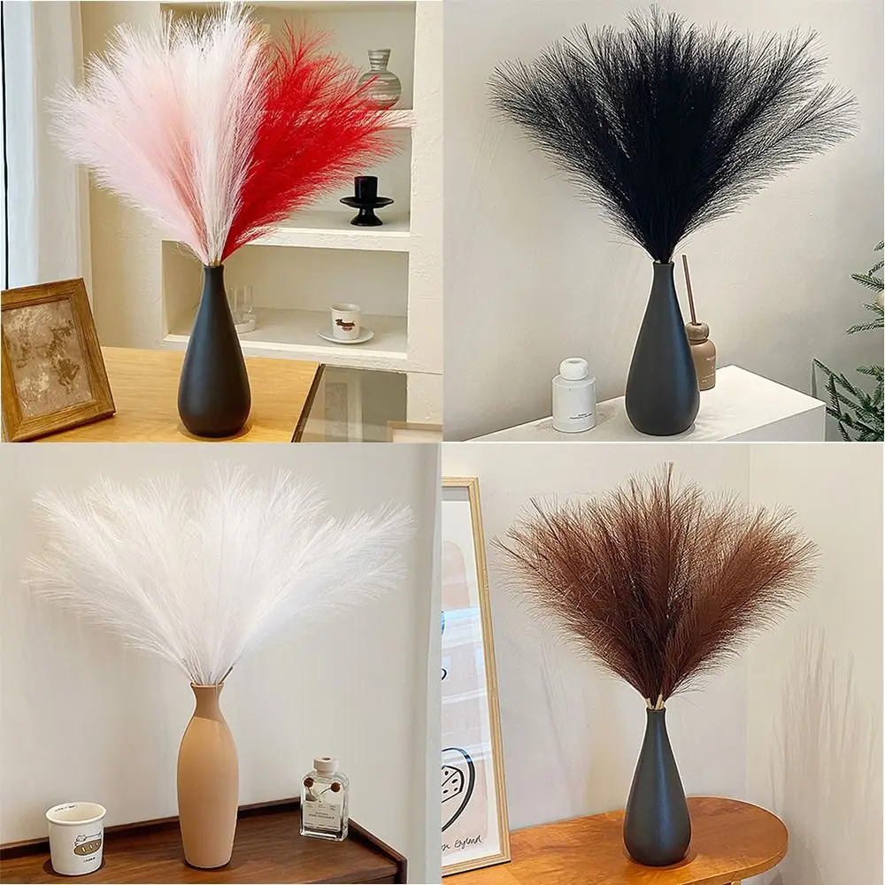 20Pcs Fluffy Texture Artificial Pampas Grass Plush Faux Grass Multi-color Pampas Grass Bouquet Decoration 50cm/22in Tall