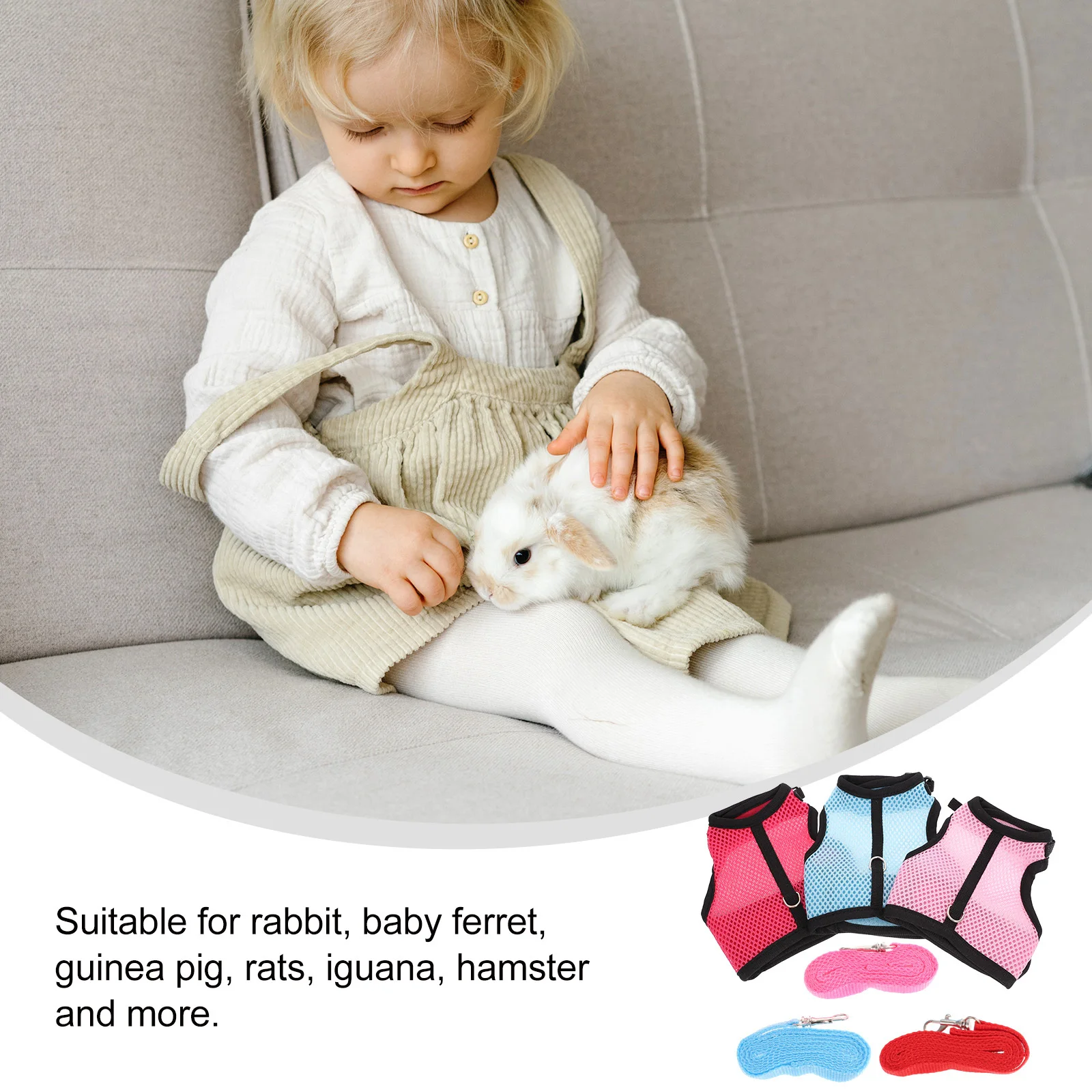 

3pcs For Rabbit Ferret Guinea Pig Small Animal For Rabbit Walking Vest Harness Leash Harness Leash