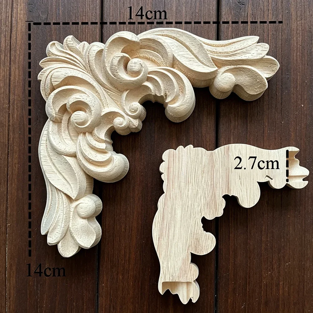 14cm Solid Wood Applique Carved Floral Long Flower Furniture Decorative Accessories Home Decoration Accessories Home Decor
