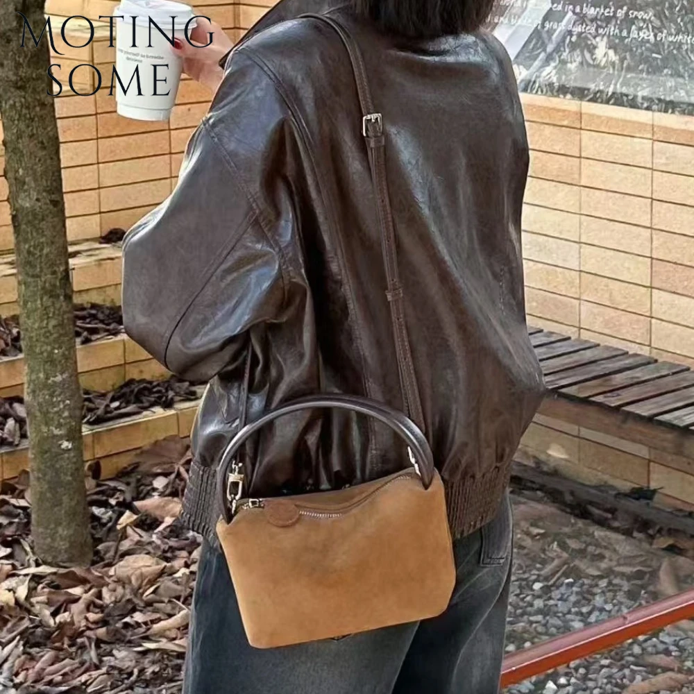 Motingsome Woman Suede Bags Mini Portable Lunch Box Bag Luxury Crossbody Shoulder Handbag and Purse Small Messenger Square Bag