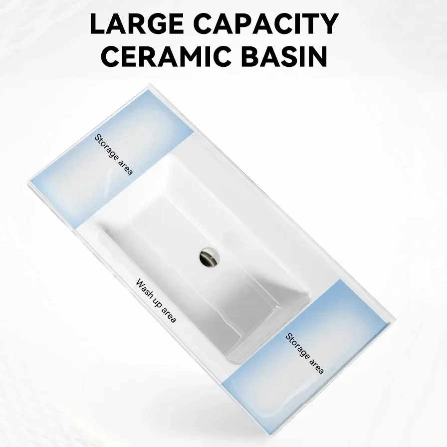 %a Modern Simple Design Bath Wall Mounted Bathroom Mirrored Vanity Cabinet Multi-layer Solid Wood Bathroom Vanity With Ceramic