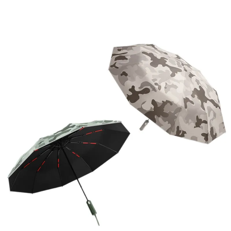 جديد التمويه الرقمية التلقائي مظلة قابلة للطي ، يندبروف قوية 10 العظام 280T تأثير القماش الشمس والمطر المظلات الرجال النساء