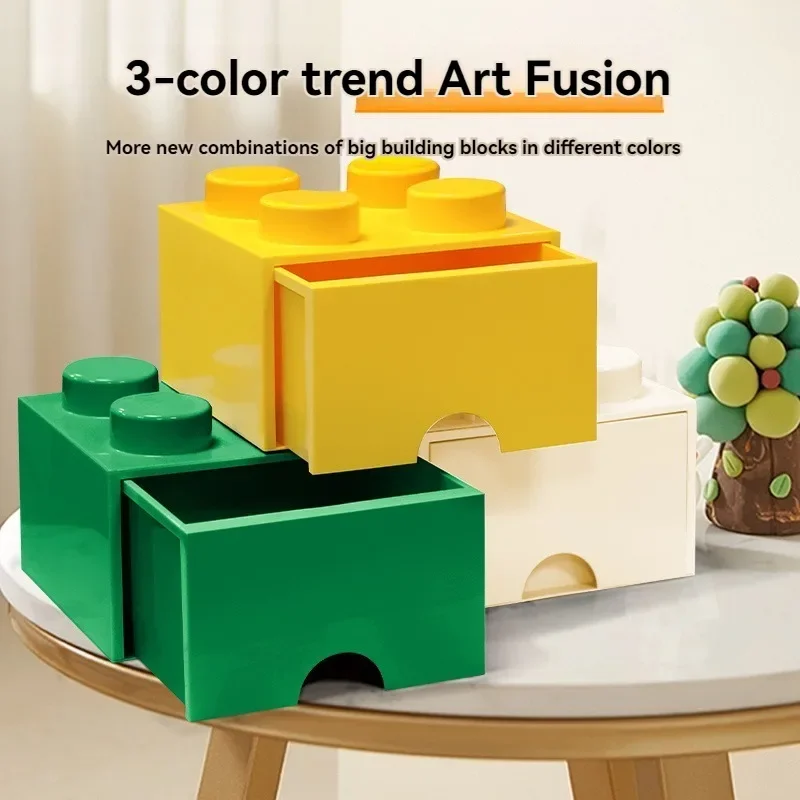 Creative Put Together Organizer Box Building Block Shapes Plastic Box Superimposed Desktop Handy Office Supplies Space Saving