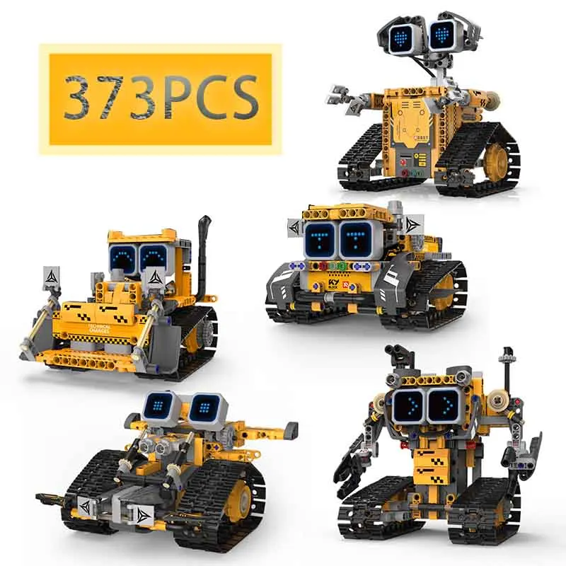 

MOC 373PCS 5 in 1 Creative Electric RC Digital Wall Robot Model Assembly Building Blocks Bulldozer Children's Puzzle Toy Gift