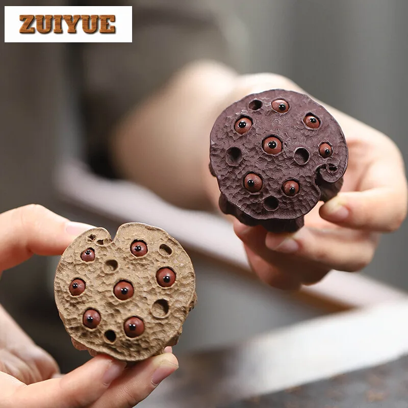 Handmade Shower Head Zisha Tea Pet Yixing Purple Clay Tea Play Figurine Toys Good Luck Sculpture Crafts Tea Table Accessories