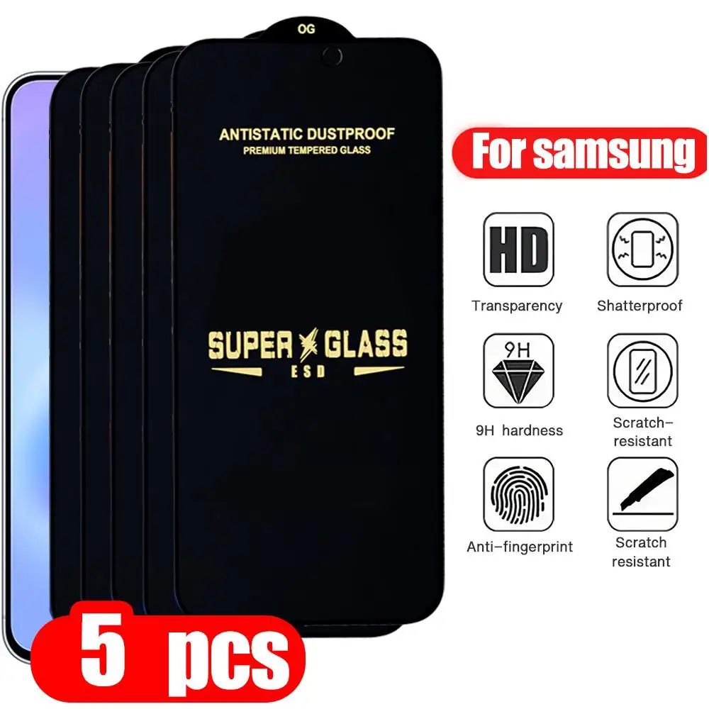5Pcs ESD Super Tempered Glass Screen Protector Film For Samsung A16 5G A17 A37 A36 A35 A15 A14 A13 A12 A34 A33 A32 A31