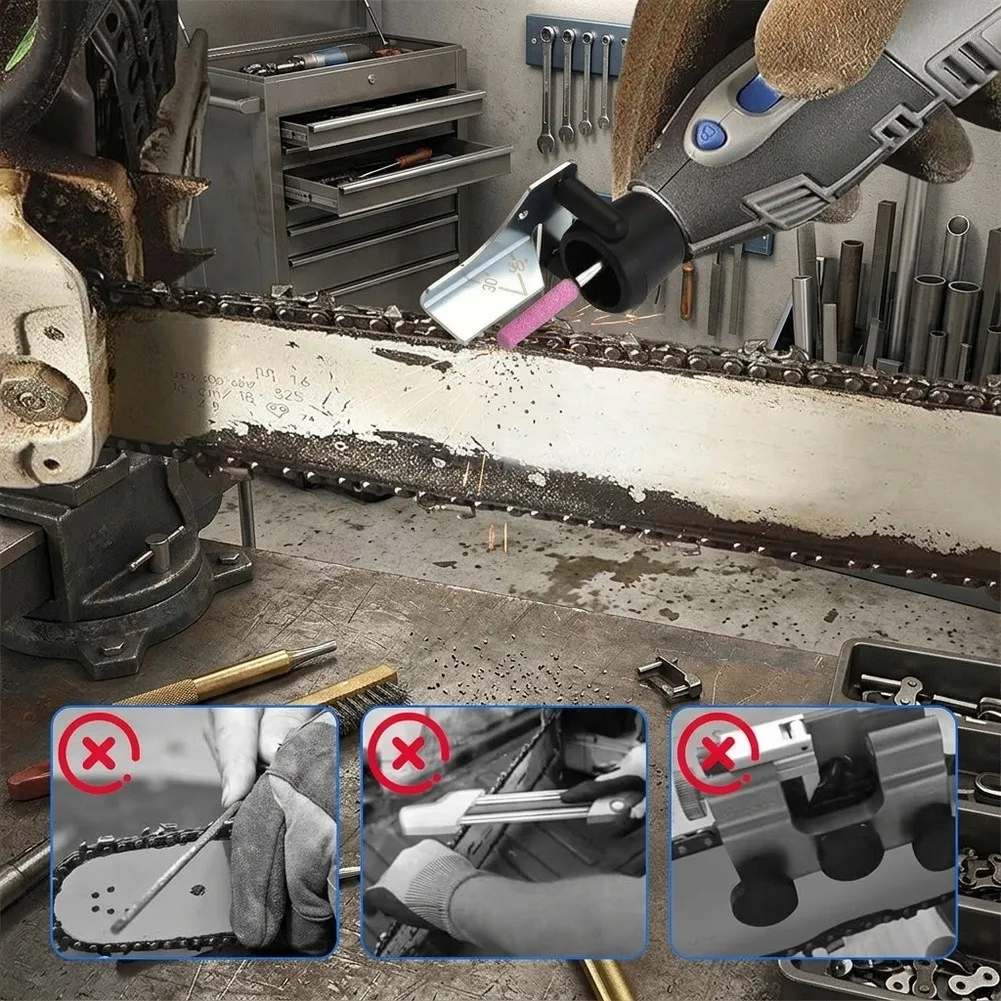 For Dremel-Compatible for chainsaw Sharpening Kit Featuring 3 Grinding Stone Sizes Adjustable Angle Guide and 30mm Grinding