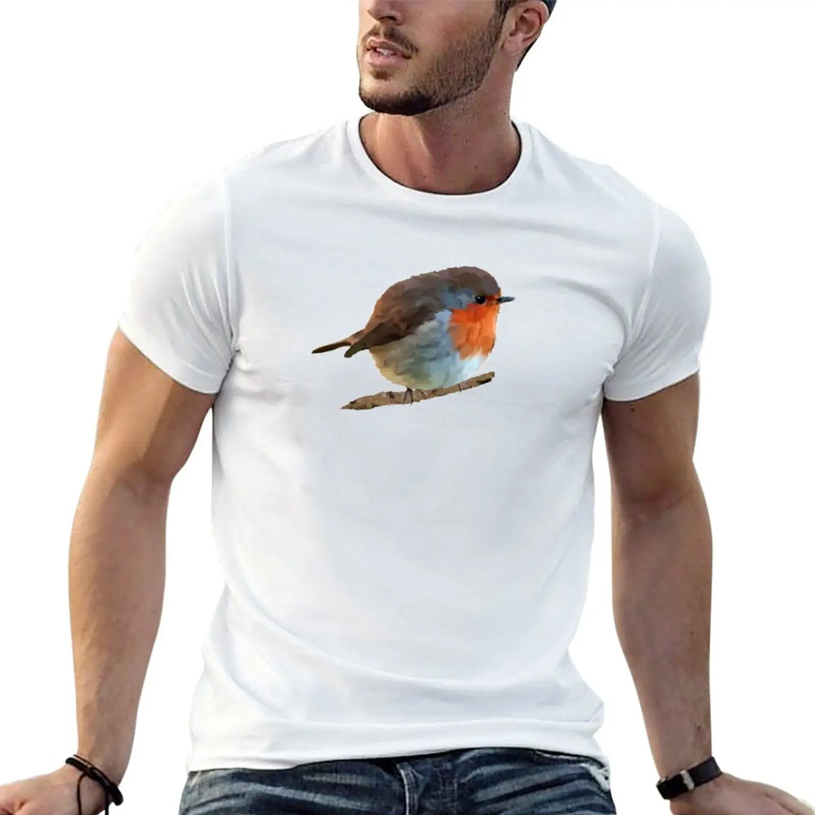 Футболка Bird: Round Robin - erithacus rubecula, удобная футболка с короткими рукавами для тренировок