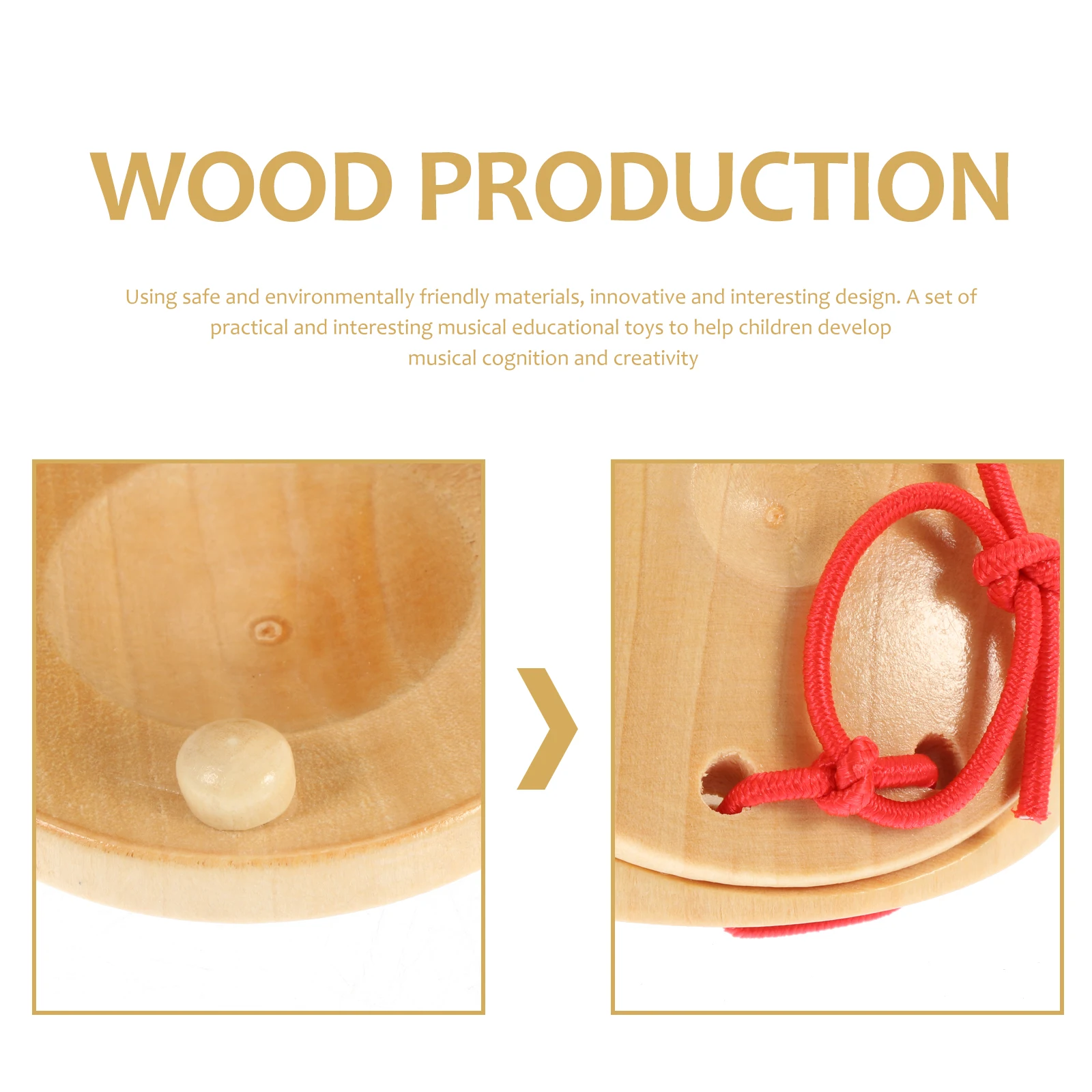 

Wooden Castanets Toys for Toddlers Handle Musical Instrument Instruments Child