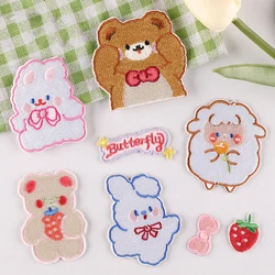 Cute Cartoon Animal Patch Rabbit Sheep Strawberry Embroidered Patches On Clothes Stickers Hand Ledger DIY Self-adhesive Badge