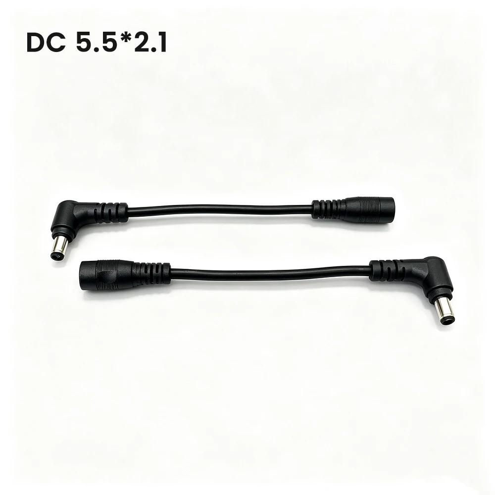 1-10PCS 90 Degree Right Angle DC Power Extension Cable 20AWG 5.5*2.1mm Male To Female Cord 15cm For LED Neon Light CCTV Camera