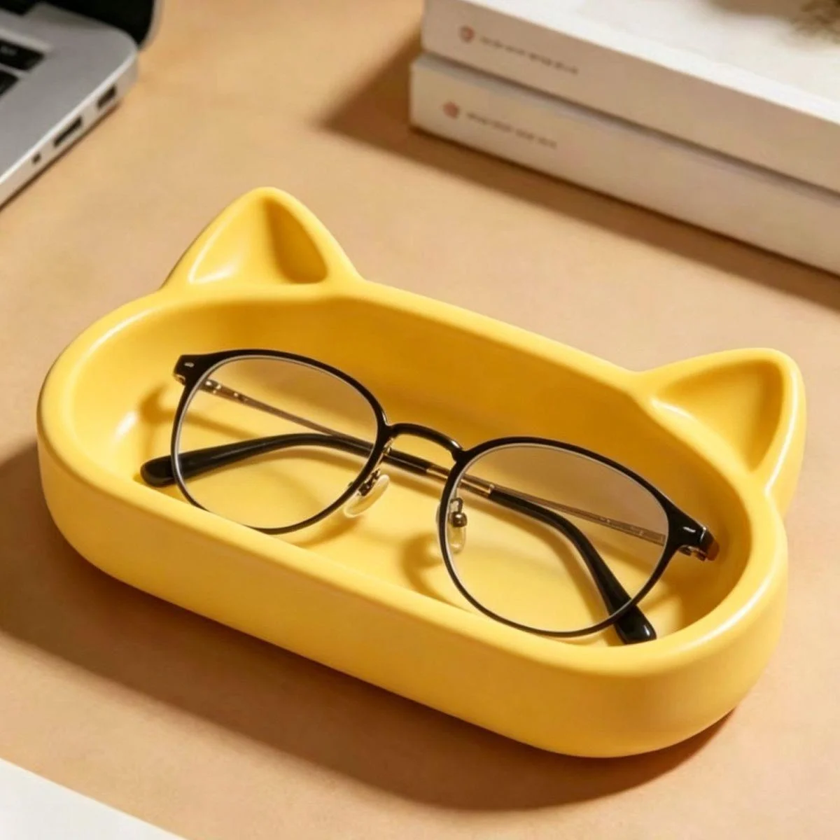Cute Cat Ear Ins Cream-Style Desktop Tray Storage for Glasses And Jewelry