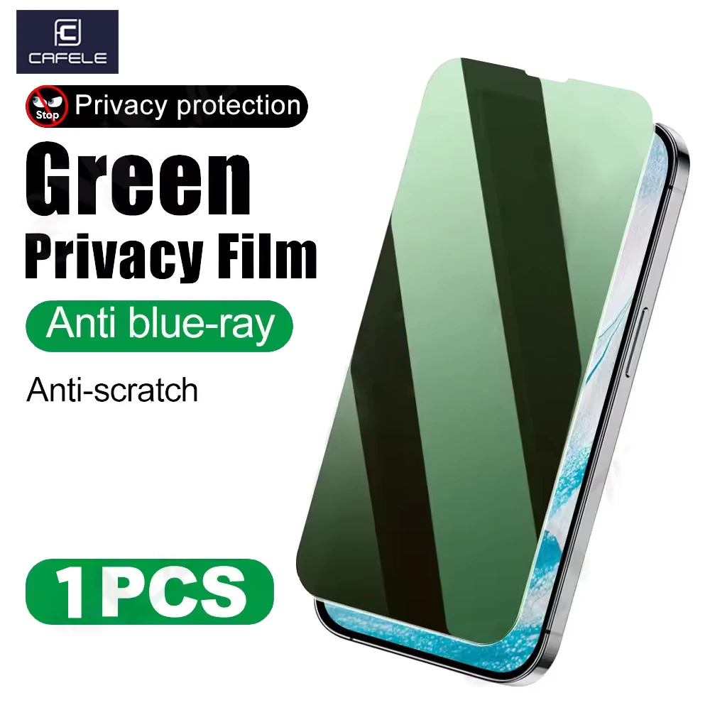 

CAFELE 1Pcs Green Light Privacy Protective Film for iPhone 12 13 14 Plus Pro Max Tempered Glass Smartphone Screen Protector