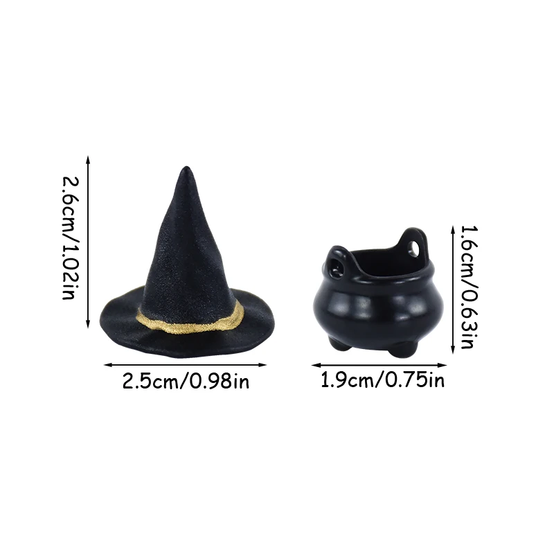 10Pcs Halloween Mini Resin Candy Kettles Witch Hat Candy Holder Pot Witch Cauldron Holder Jar Halloween Kids Toy Party Decors
