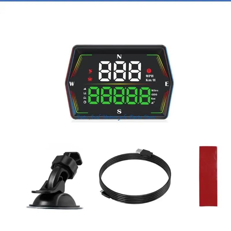 

P9FD Карта с включенным проекционным дисплеем Отслеживание скорости Пробег Время Универсальный автомобильный HUD для водителей и