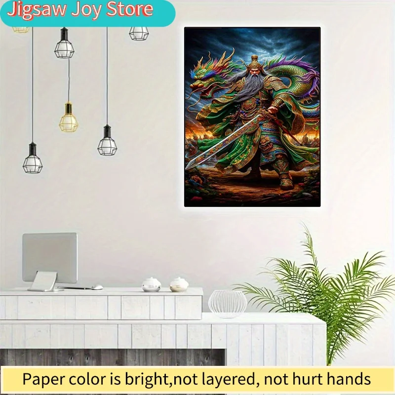 Puzzle, puzzle en papier à faire soi-même avec un portrait majestueux de Guan Gong, protecteur du double dragon, puissant et puissant, Guanyu, Ma