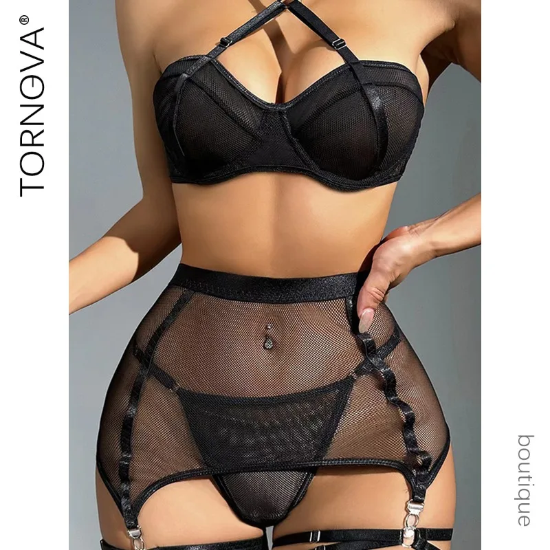 

Tornova Sexy Lingerie Suit for Women Lace Sexy Transparent Hot Girl Charming Sexy Suit Perspective Garters Lingerie Set New