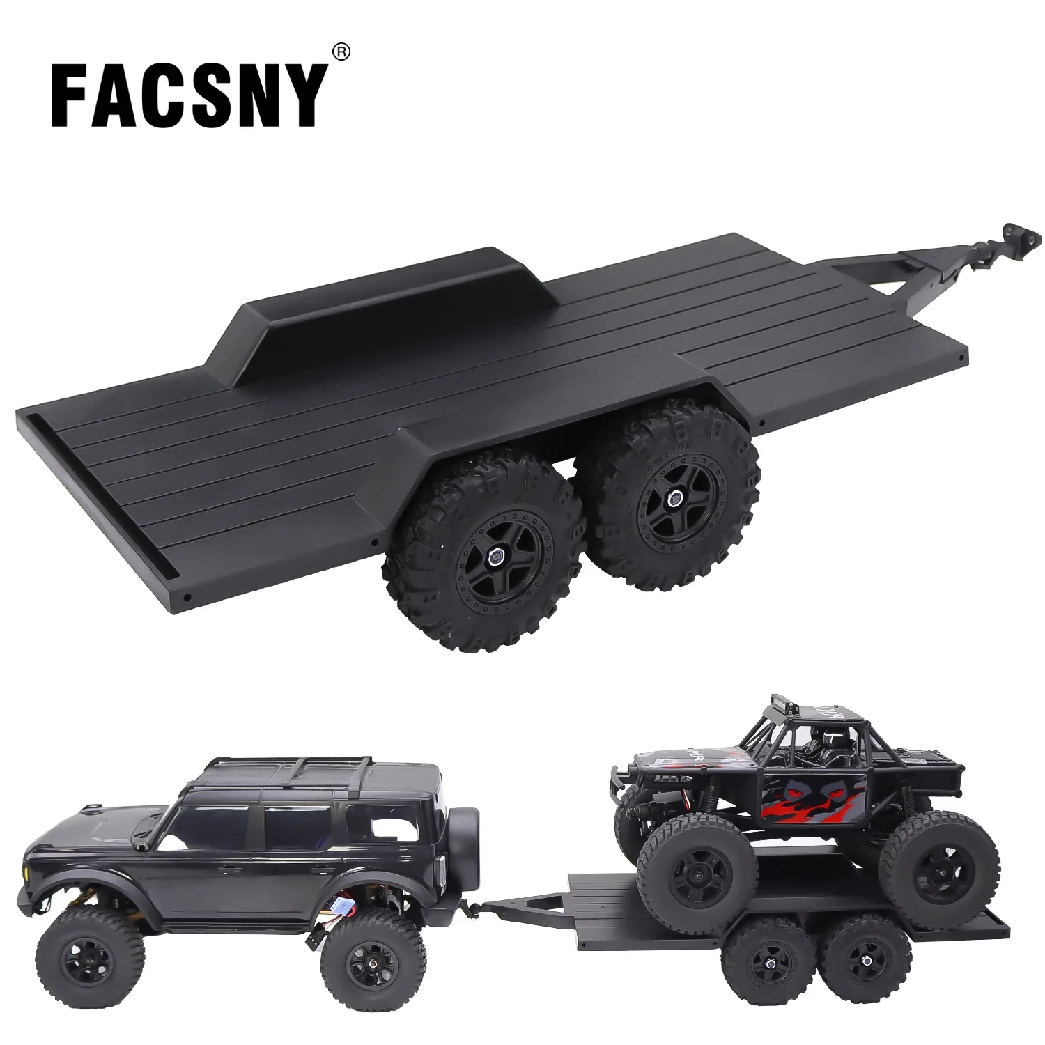 TRX4M ABS Utility Trailer With Hitch For Hauling Behind Car For 1/18 RC Crawler Car TRX4-M Defender Bronco Scale Upgrade Parts