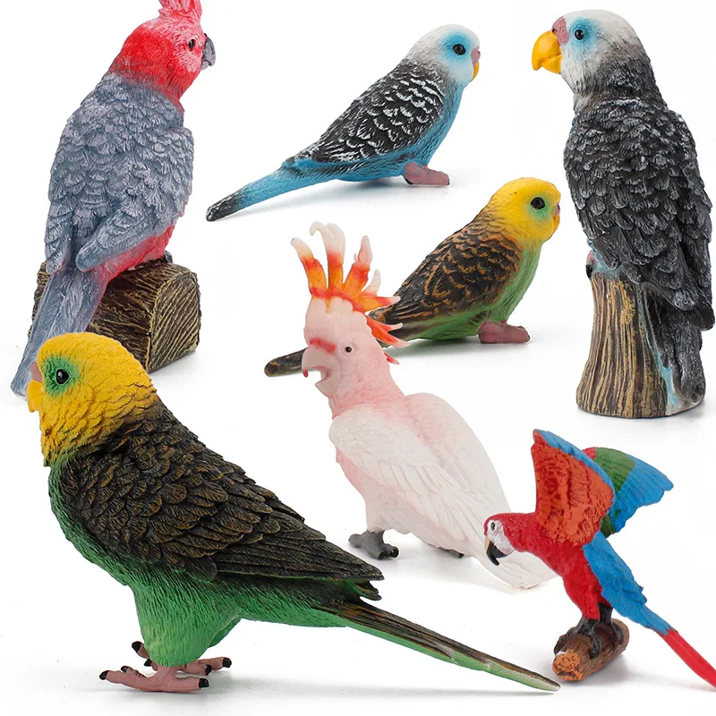 Simulation Parrot Bird Animal Model Miniature Figurines Ornament Statue Landscape Plant Home Decoration Fairy Garden Accessories