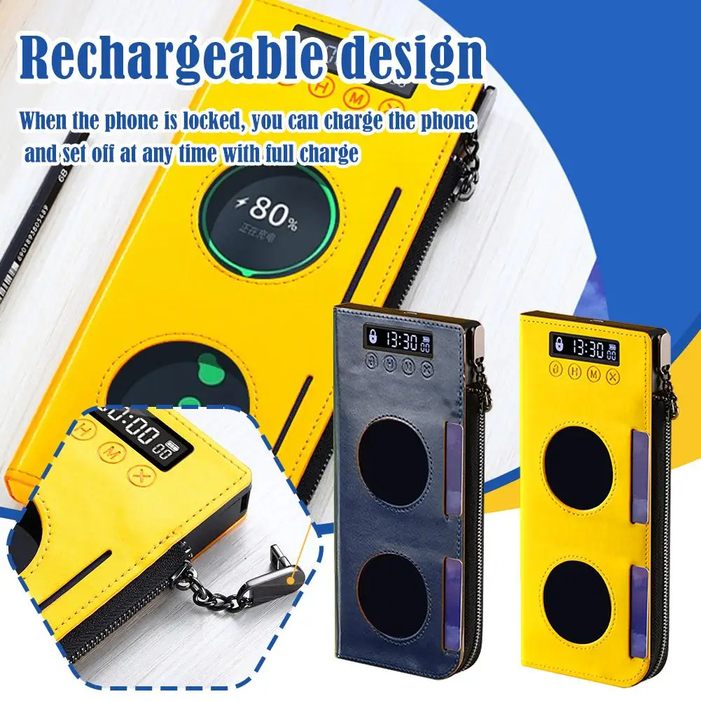 حافظة جلدية لقفل الهاتف ، فتح في الوقت ، شاشة عرض LCD ، مساعدة ذاتية محسنة ، مساحة مرنة ، تدعم الهواتف المحمولة #5