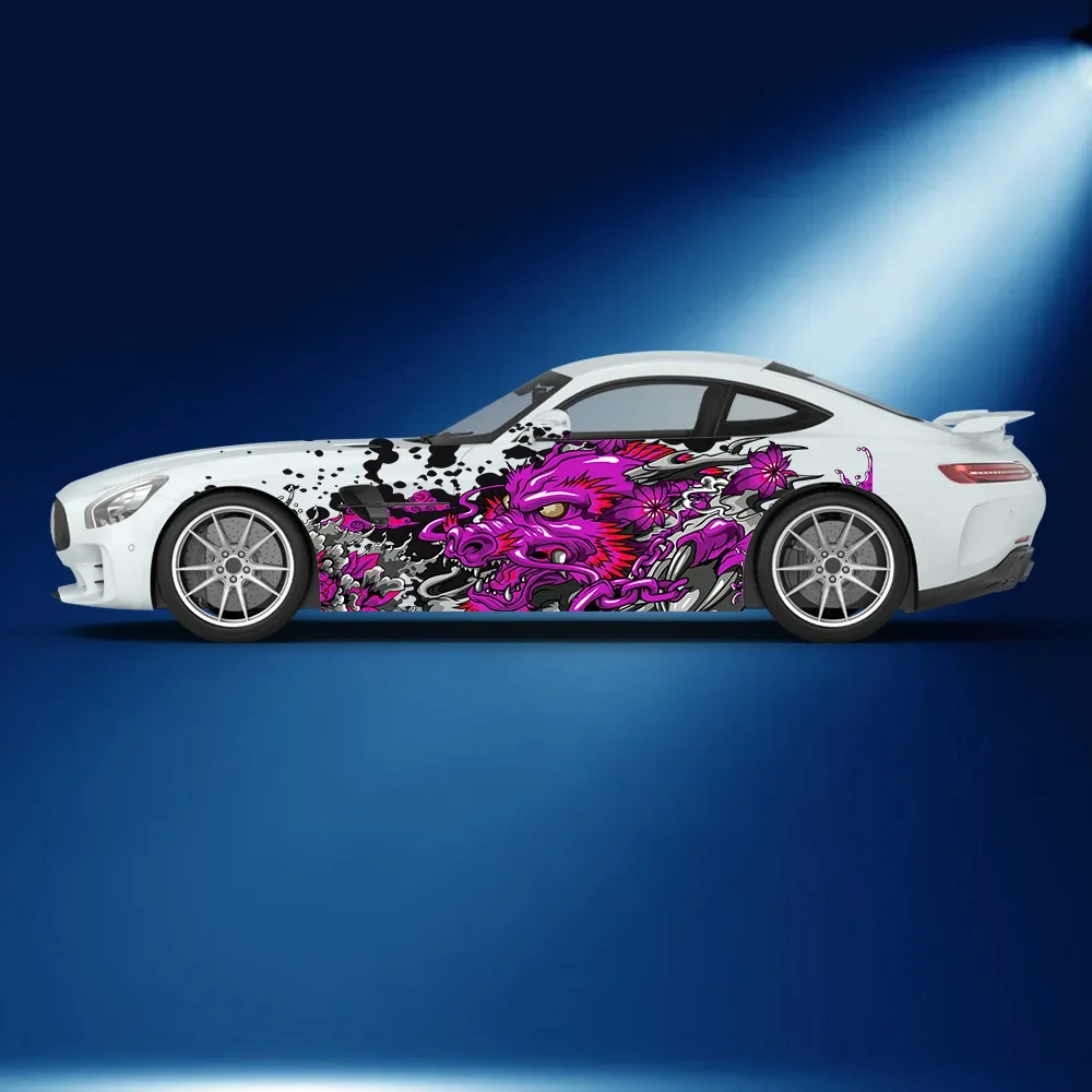 Angry Colored Dragon Print Car Side Sticker Vinyl Self-adhesive Paper Motorsport Paint Decal Suitable for Truck Suv Decoration