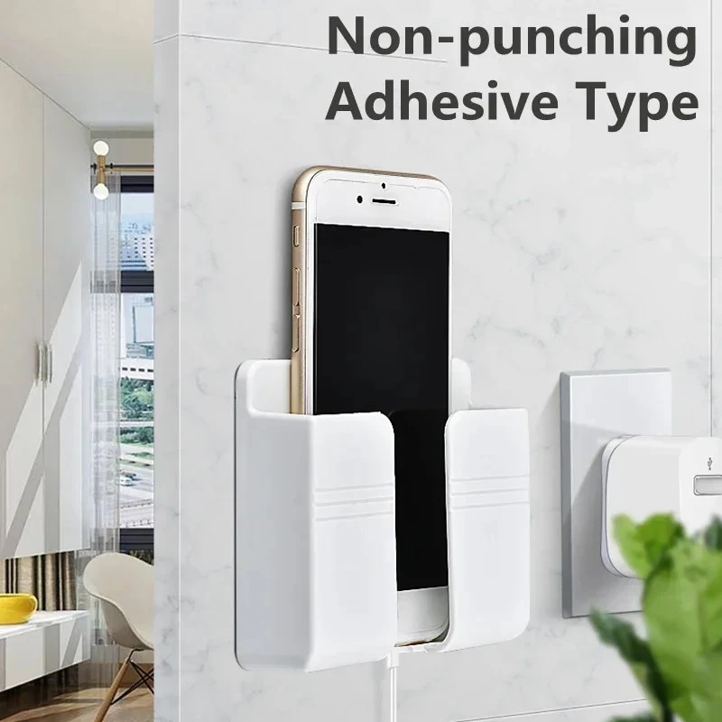 8PCS Wand Telefon Halter Punch-freies Paste Zelle Ladung Lagerung Box Organizer TV Fernbedienung Hängen Ständer Halterung lade Dock