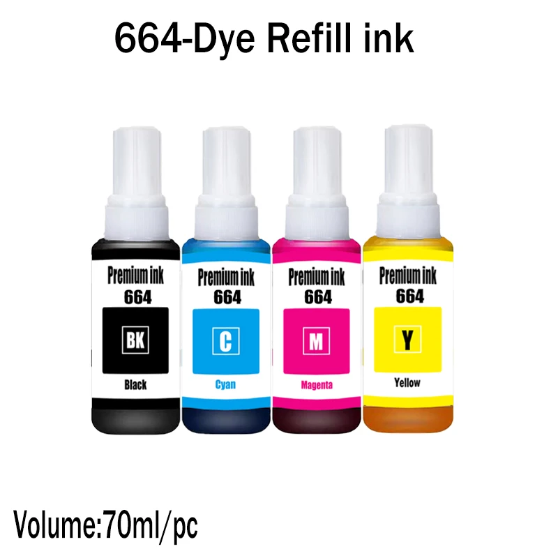 

For Epson 664 T664 dye ink Refill Ink for Epson T664 T6641 T6642 T6643 T6644 L495 L550 L555 L565 L566 L575 L1300 L396 Printer