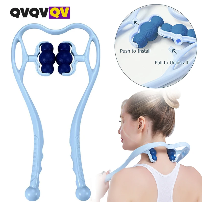 Neck Massager,Neck Roller for Pain Relief Deep Tissue,Trigger Point Roller Massager with 6 Wheels,Handheld Shoulder MassageTools