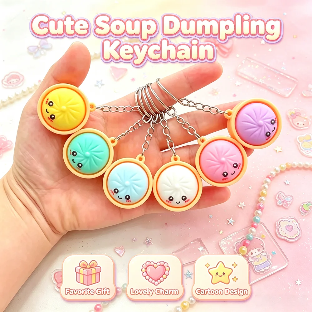Party Favor Bag - 1-6Pcs Dumpling Keychains Cute Dumpling Charms