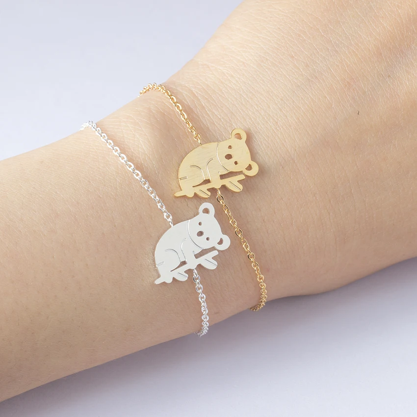 Cute Australian Koala Bracelets For Women Stainless Steel Chain Animal Baby Bear Bracelet Party Jewelry Gifts Bijoux