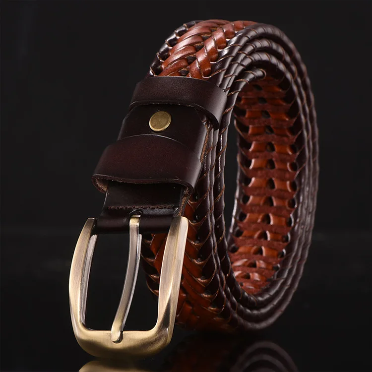 【Meimeier】 Belt Men's Genuine Leather Belt Handwoven Korean Version Casual Versatile Simple Fashion Belt