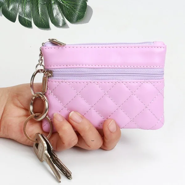 

1pc High Quality Multi-purpose PU Leather Change Card Bag Diamond Grid Handbag Large Capacity Zipper Key Coin Bag