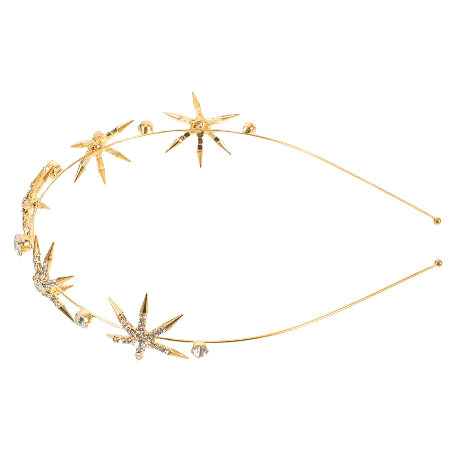 

Золотая свадебная повязка на голову со стразами для невесты, элегантная заколка для волос в виде пятиконечной звезды, свадебное украшение для волос