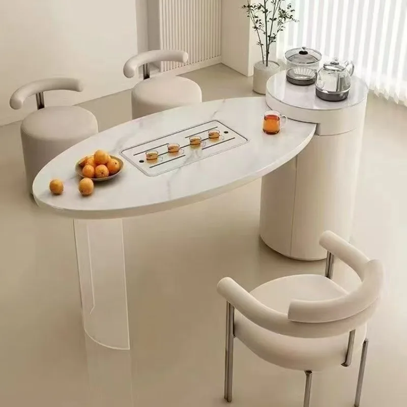 

Light luxury rock slab coffee table table and chairs small apartment simple balcony modern kung fu living room cream home tea co