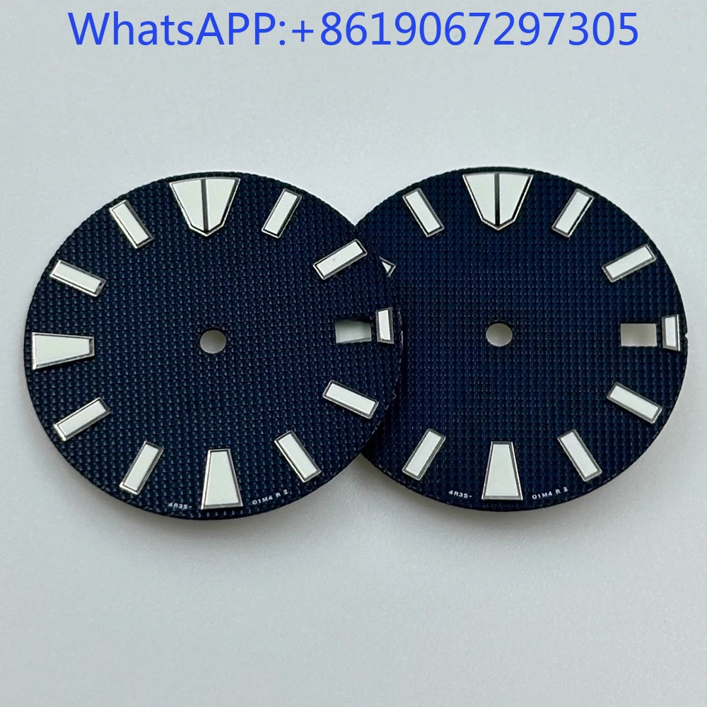 

Dark Blue Pixels Waffle Texture Sports Green Lume Watch Dial Suitable for NH35 Automatic Movement NH35 Case Mod Parts