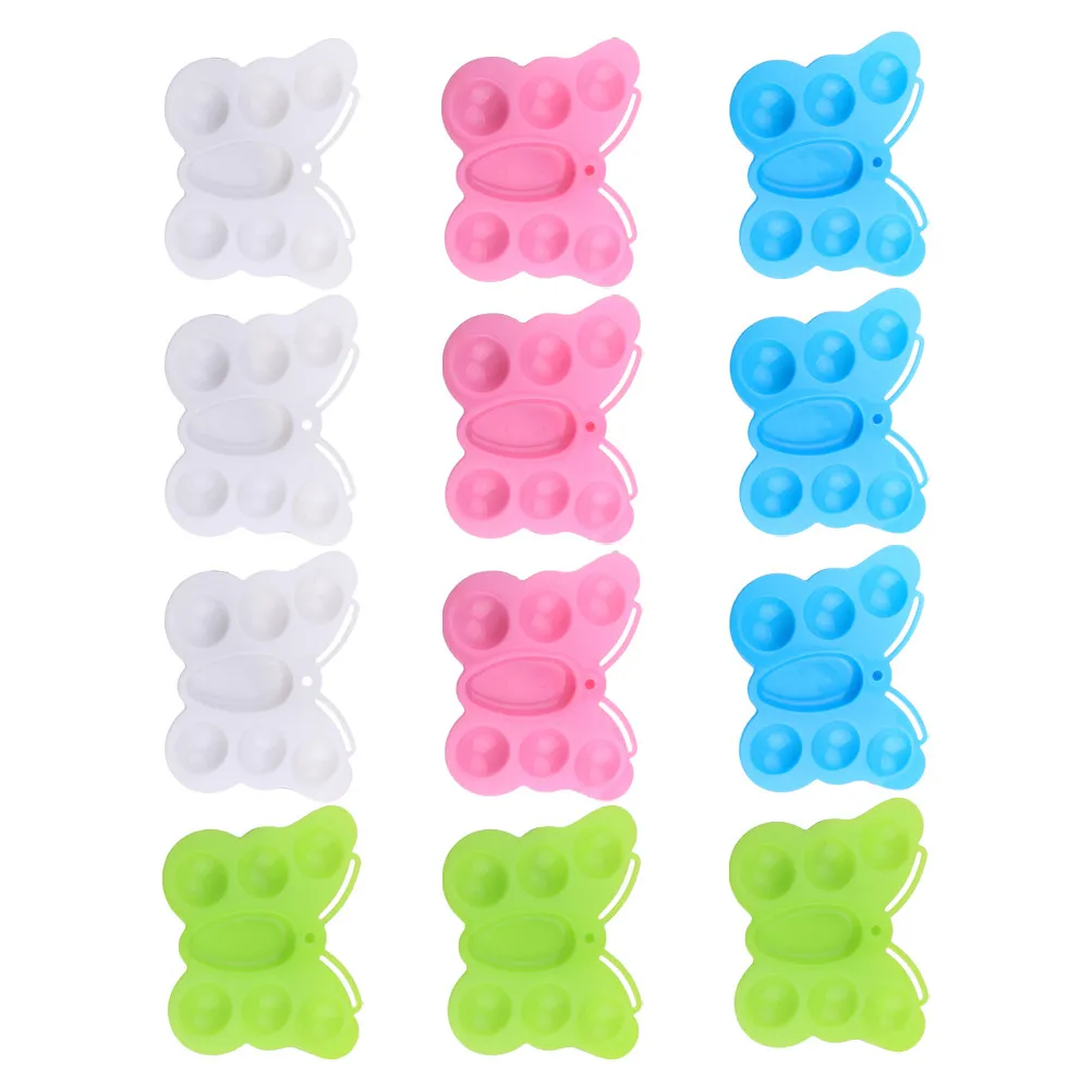 12Pcs Multifunctional Personality Shape Plastic Paint Palette Suitable for Acrylic Watercolor Oil Painting Portable Lightweight
