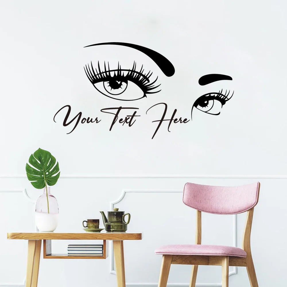 

1 pc cool 6 styles salon customize name Wall Sticker Self Adhesive Vinyl Waterproof Wall Art Decal for beauty Art Sticker Murals