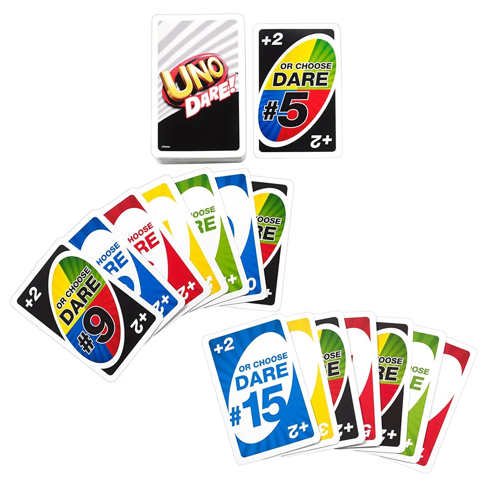 Mattel UNO DARE! Giochi di carte famiglia divertente intrattenimento gioco da tavolo Poker giocattoli per bambini carte da gioco