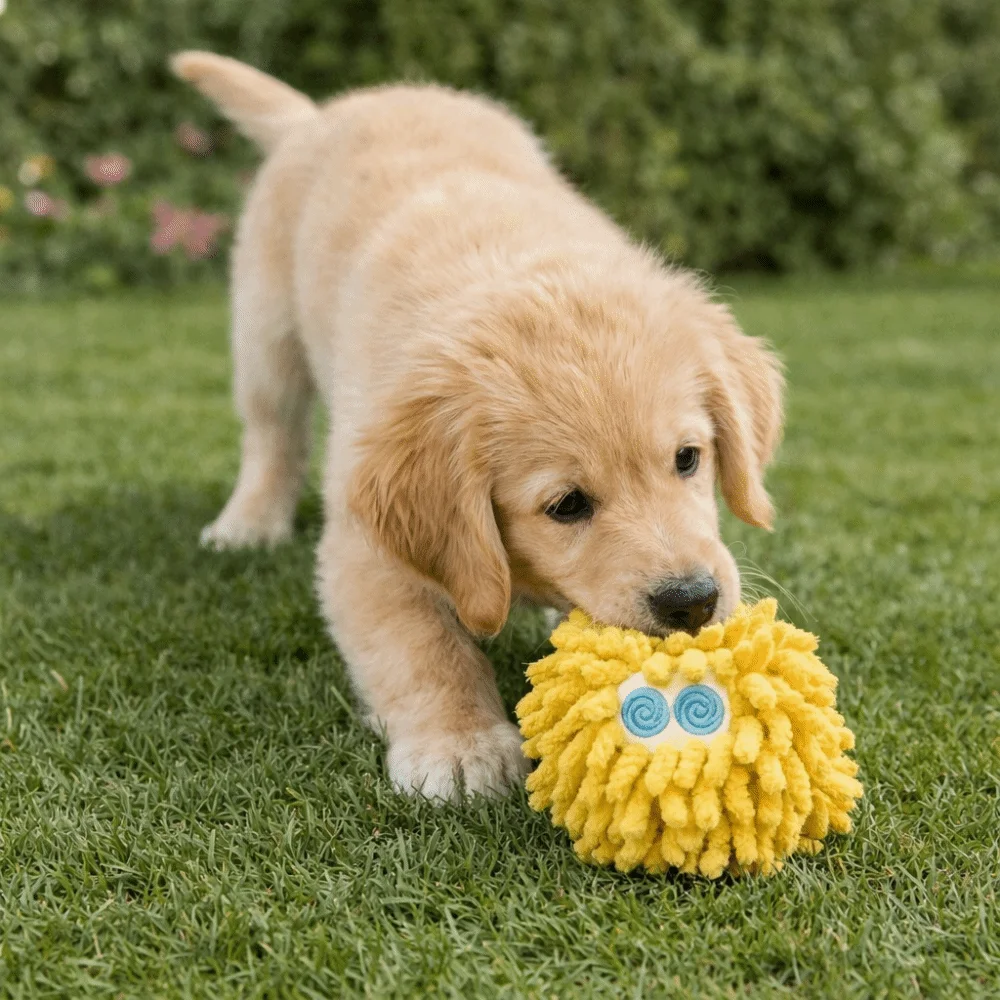 

Ball Bite-Resistant Dog Vocal Flash Ball Pom-pom Ball Glowing Pet Interactive Soft Pet Mop Ball Self-play