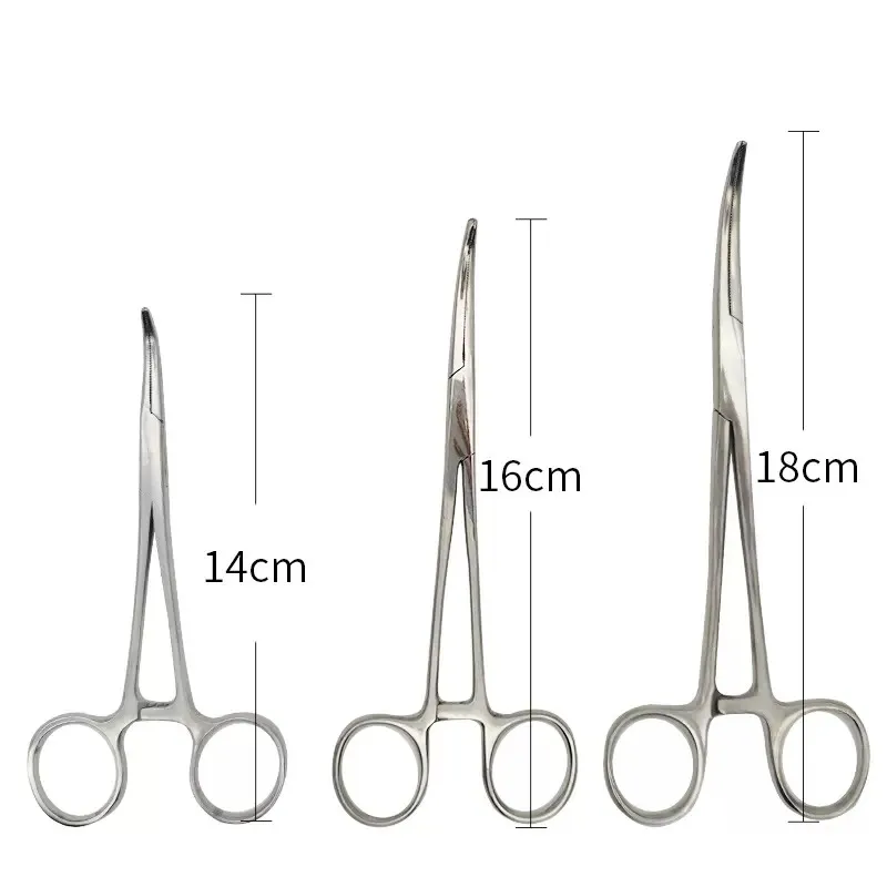 16cm Stainless Steel Hemostatic Pliers Medical Clamp Veterinary Curved Tip Forceps Hook  Forceps Straight Scissor Farming Tool