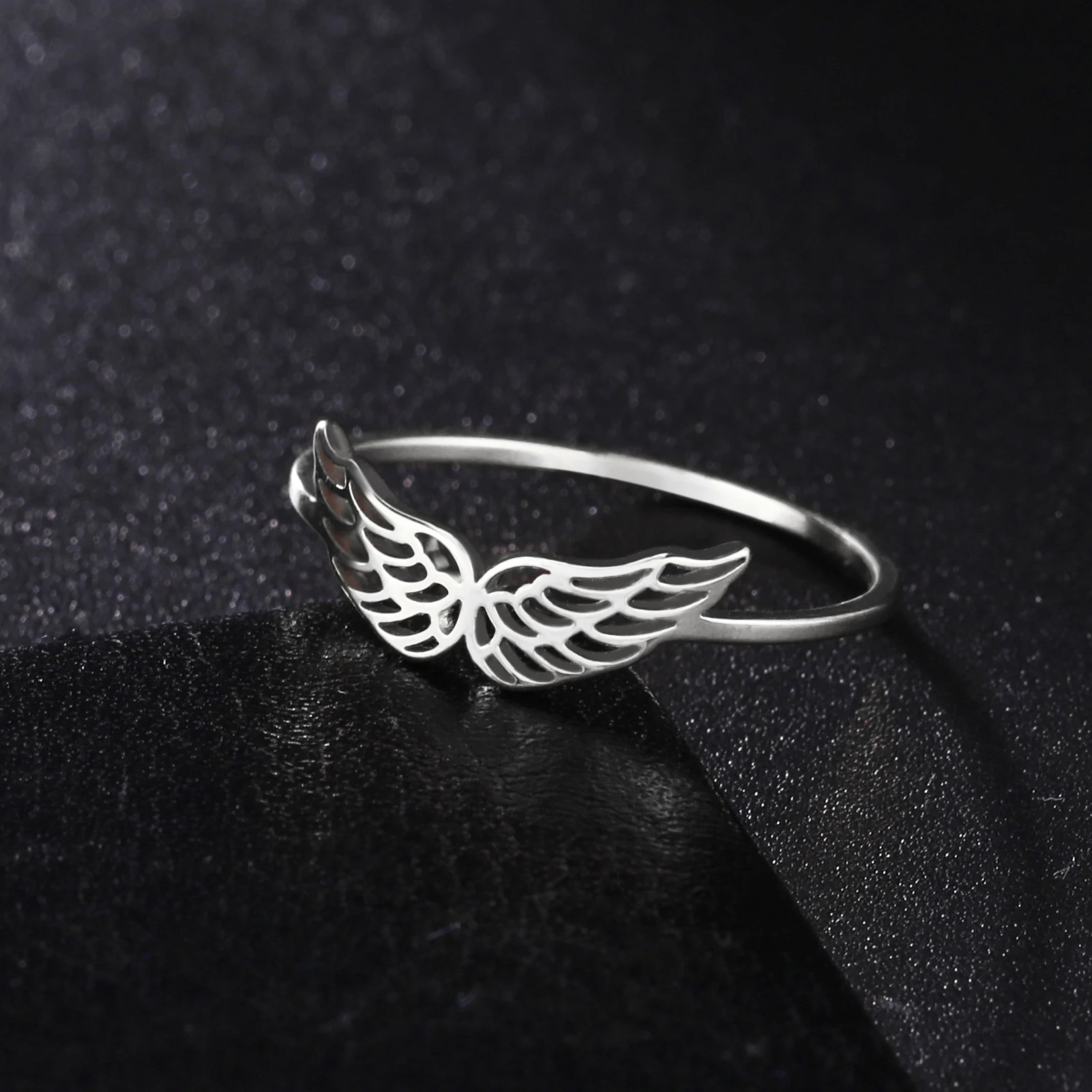 Flying Wings Rings Women Silver Color Stainless Steel Finger Rings Simple Stylish Ring Fashion Jewelry Party Girl Gifts