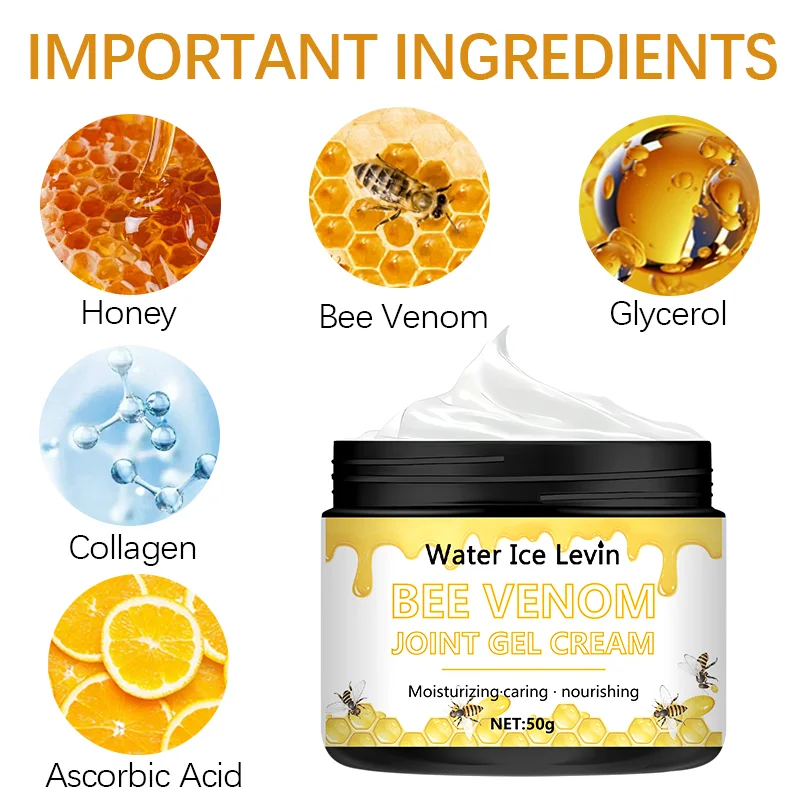 Bee Venom Joint Cream -Hypoallergenic & Soothing Moisturizing Lotionwith Natural Honey, Glycerin & Collagen For All Skin Types