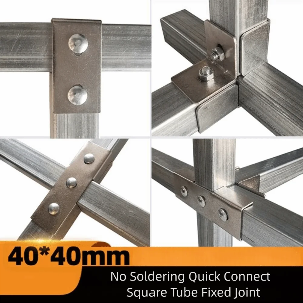 

40*40mm Square Tube Connector galvanizing solderless Pipe Fixed Joint carbon steel Fixed Pipe Clamp Clip Fastener Storage Rack